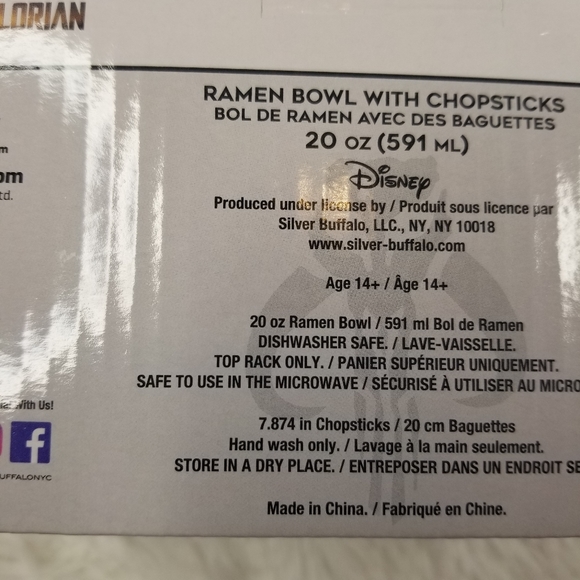 Star Wars Mandalorian Baby Yoda Grogu Nom Nom Ramen Bowl Chopsticks NWT Star War - Picture 5 of 6
